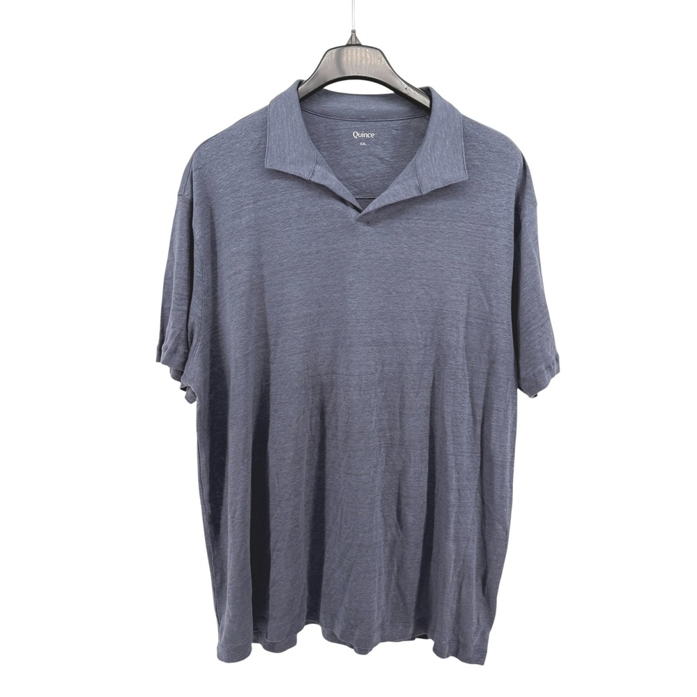 Quince Jersey Polo Mens XXL Pre-Owned Luxe Shirt Blue 100% European Linen Jersey